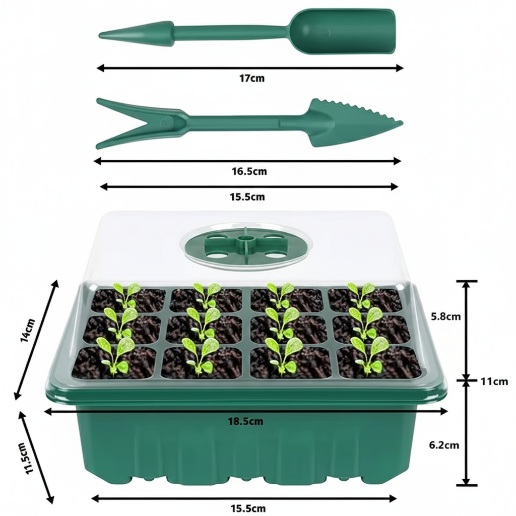 Lot de 5 kits de germination - 12 cellules avec dôme d'aération