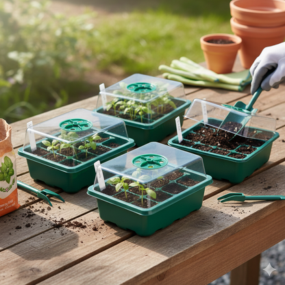 Lot de 5 kits de germination - 12 cellules avec dôme d'aération