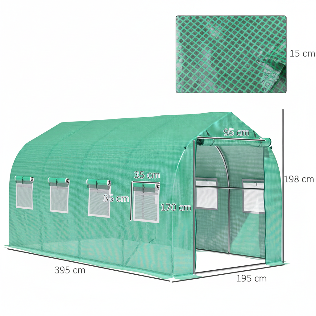 Serre Tunnel de Maraîchage - 7,7 m² (395 x 195 x 198 cm)