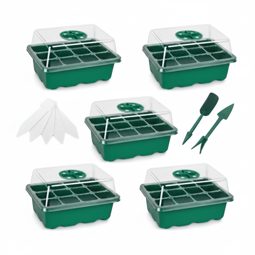 Lot de 5 kits de germination - 12 cellules avec dôme d'aération