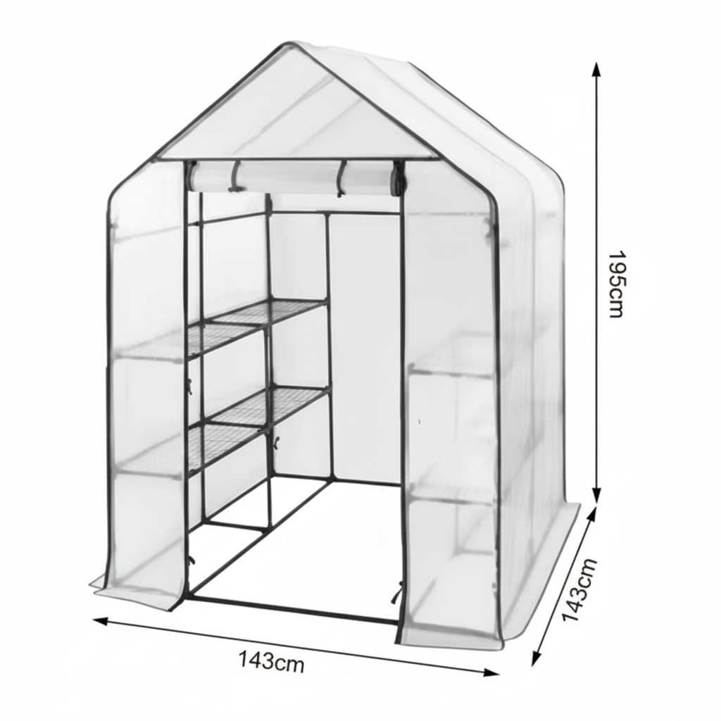 Serre de jardin carrée 2m² - 143 x 143 x 195 cm