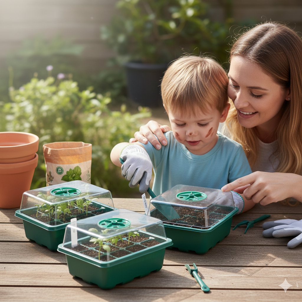 Lot de 5 kits de germination - 12 cellules avec dôme d'aération
