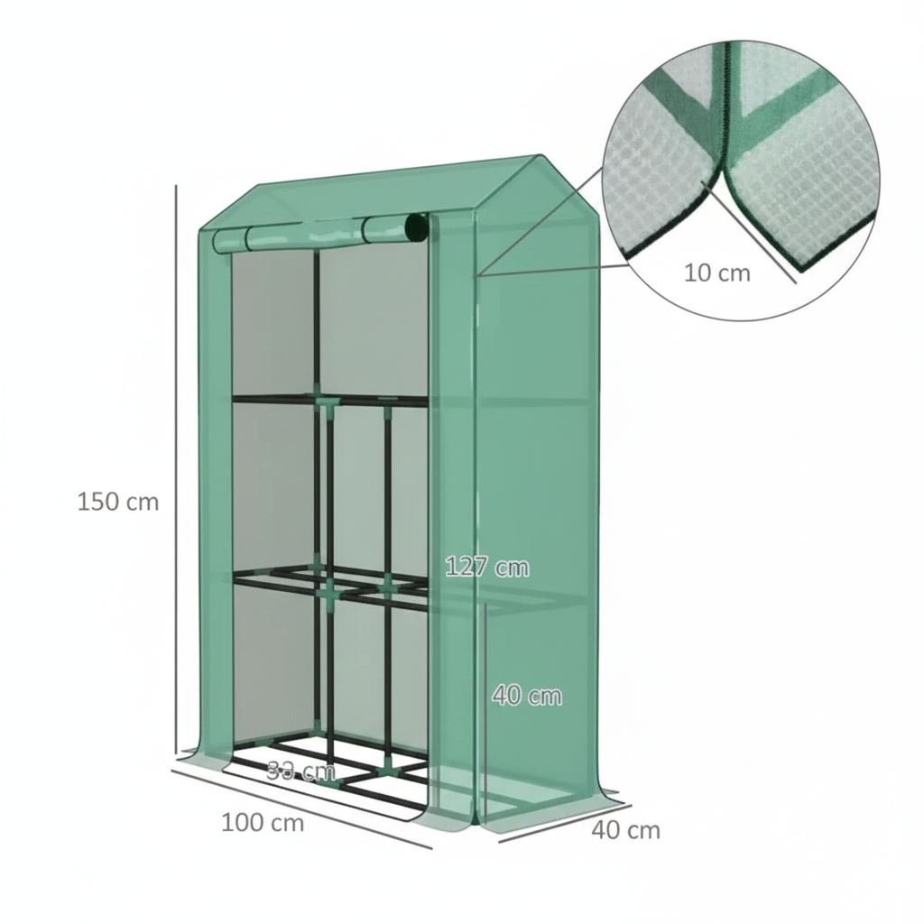Serre de balcon 3 niveaux - 100 x 40 x 150 cm