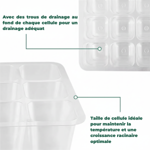 Lot de 5 kits de germination - 12 cellules avec dôme d'aération